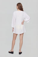 Eyelet Tie Front Pullover Swim Cover-Up