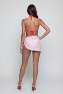 Cherry Gingham Lettuce Edge Sarong
