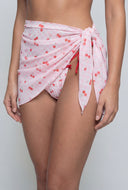 Cherry Gingham Lettuce Edge Sarong