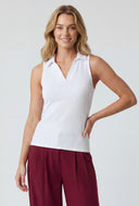 Oaklee Sleeveless Ribbed Polo Shirt