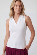 Oaklee Sleeveless Ribbed Polo Shirt