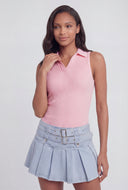 Oaklee Sleeveless Ribbed Polo Shirt