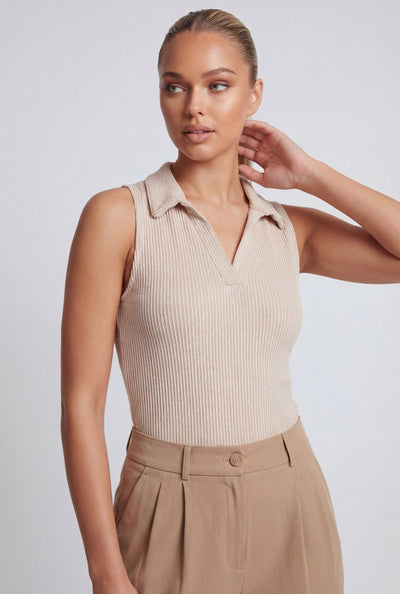 Oaklee Sleeveless Ribbed Polo Shirt