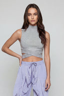 Ribbed Cutout Mock Neck Crop Top