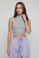 Ribbed Cutout Mock Neck Crop Top