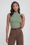 Ribbed Cutout Mock Neck Crop Top