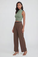 Ribbed Cutout Mock Neck Crop Top