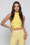 Ribbed Cutout Mock Neck Crop Top