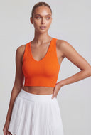 Solid Ribbed V-Neck Cropped Tank Top