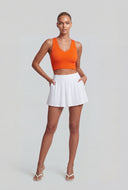 Solid Ribbed V-Neck Cropped Tank Top