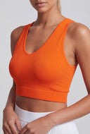 Solid Ribbed V-Neck Cropped Tank Top