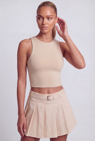 Cropped Crew Neck Tank Top