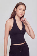 Scalloped Trim Crop Halter Top