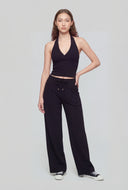 Scalloped Trim Crop Halter Top