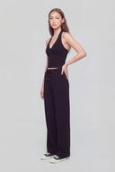 Scalloped Trim Crop Halter Top