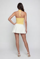 Scalloped Trim Crop Halter Top