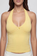Scalloped Trim Crop Halter Top
