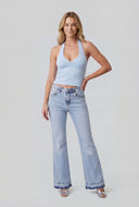 Scalloped Trim Crop Halter Top