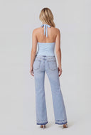 Scalloped Trim Crop Halter Top