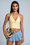 Olivia Belted Front Crop Halter Top