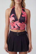 Tropical Crop Halter Top