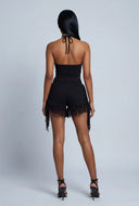 Heidi Cowl Neck Metallic Halter Top