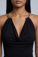 Heidi Cowl Neck Metallic Halter Top
