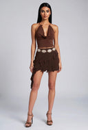 Heidi Cowl Neck Metallic Halter Top