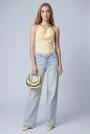 Heidi Cowl Neck Metallic Halter Top