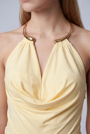 Heidi Cowl Neck Metallic Halter Top