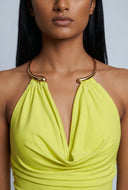 Heidi Cowl Neck Metallic Halter Top