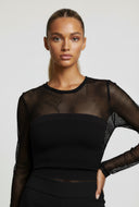 Elaine Fishnet Keyhole Side Slit Maxi Top