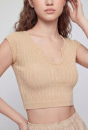 Paula Ribbed Seamless Notch Neck Top