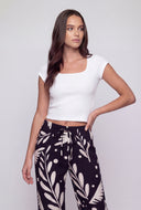 Jazlyn Ribbed Square Neck Crop Top