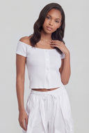 Slit Off The Shoulder Crop Top