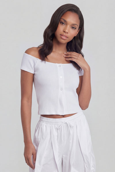 Slit Off The Shoulder Crop Top