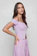 Slit Off The Shoulder Crop Top