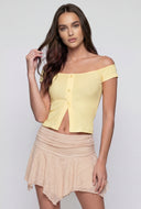 Slit Off The Shoulder Crop Top