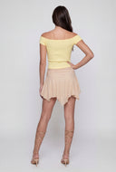 Slit Off The Shoulder Crop Top