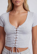 Lace-Up Front Bodice Crop Top