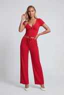 Lace-Up Front Bodice Crop Top