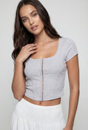 Malaya Ribbed Hook and Eye Crop Top