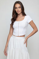 Malaya Ribbed Hook and Eye Crop Top