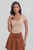 Malaya Ribbed Hook and Eye Crop Top