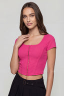 Malaya Ribbed Hook and Eye Crop Top