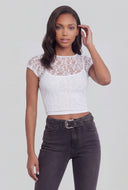 Kiara Lace Cropped Cap Sleeve Top