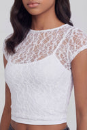 Kiara Lace Cropped Cap Sleeve Top