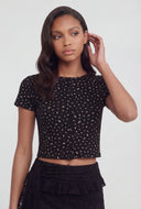 Ditsy Floral Ribbed Crop Top