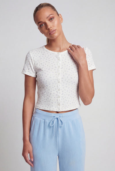 Ditsy Floral Ribbed Crop Top
