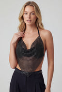Glam Metallic Mesh Halter Top